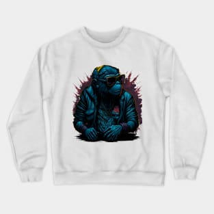 Cool Monkey Lover Sunglasses Art Crewneck Sweatshirt